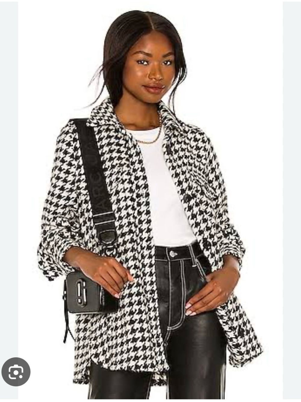Pistola | Libby Houndstooth Shacket - Black & White - XS